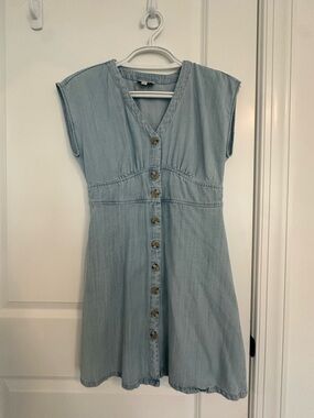 LOFT Light Blue Denim Button-Down Mini Dress